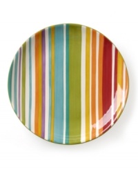 Covered in festive stripes, the Striped round platter from Clay Art rejuvenates your daily routine with a double dose of color and style, all in dishwasher-safe earthenware. (Clearance)