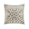 N Natori Fretwork Square Decorative Pillow, Plaza Taupe