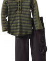 Splendid Littles Baby-Boys Newborn Charcoal Stripe Thermal Henley Set, Trooper, 18-24 Months