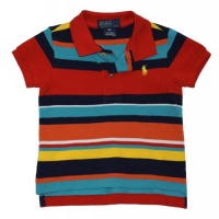 Polo Ralph Lauren Infant Boys Striped Mesh Polo (12 Month, Red Multi)