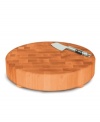 A necessary accessory for every kitchen. This end-grain maple wood cutting board is resilient enough to protect cutlery blades yet sturdy enough to absorb the blow from a cleaver. Measures 15-3/8 x 3.