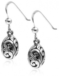 Sterling Silver Filigree Oval Drop Earrings