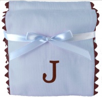 Princess Linens Bon Bon Burp Pad Baby Blue with Brown Trim-J