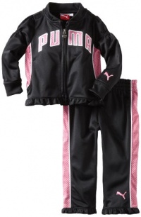 Puma - Kids Baby-Girls Infant Tricot Jacket And Pant Set, Black, 12 Months