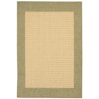 Couristan 1005/5005 Recife Checkered Field Natural/Green Rug, 8-Feet 6-Inch by 13-Feet