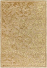 Couristan 1224/0087 PAVE Vintage Damask 60-Inch by 90-Inch Chenille Area Rug, Golden Pearl