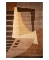 A striking blend of abstract shapes and subtle color gives this rug an understated, elegant appeal. The rich color spectrum of earth and brown hues accents the rug with an ethereal look that is similar to a transcendent painting. Made of plush hand-tufted wool.