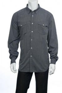 American Rag Indigo Combo(blue and black) Vertical Stripes LS Button Down Shirt