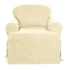 Sure Fit Soft Suede 1-Piece T-Cushion Chair Slipcover, Cream