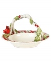 Make your home a natural place to gather every holiday with Winterberry serveware. Fitz and Floyd's elaborately crafted basket combines traditional Christmas plaid with a sculpted handle and figural bird accent.