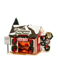 Department 56 Originial Snow Village Evergreen Wreaths and Garland Lit House, 5.31-Inch