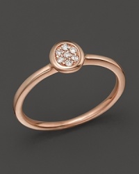 Diamonds glitter in a 14K. rose gold setting.