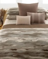 Inspired by African wild game, yet reinterpreted in an abstract watercolor, Calvin Klein's Tanzania duvet cover features a palette of earthy hues on soft, Egyptian cotton sateen. Hidden button closure; reverses to self. (Clearance)