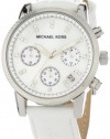 Michael Kors Women's MK5049 White Leather Round Chronograph Watch