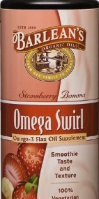 Barlean's Organic Oils Omega Swirl Flax Oil, Strawberry Banana, 16-Ounce Bottle