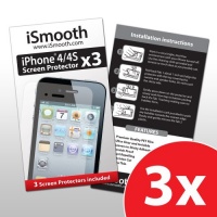 iPhone 4 Screen Protector - iPhone 4S Screen Protector - iSmooth (3 Pack) - Perfect Fit for Your Apple iPhone 4 - Free Lifetime Replacement Guarantee - Package Includes BONUS Cleaning Cloth and Three (3) Screen Protectors