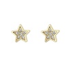 14K Yellow Gold Plated Star CZ Stud Earrings with Screw-back for Children & Women