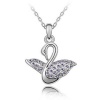 Silver Tone White Gold Swarovski Style Crystal Swan Pendant Necklace