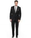 Go dark for your most sophisticated occasion in this classic, distinguished black suit from Alfani.