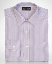 Simple stripes give this dress shirt from Lauren by Ralph Lauren an elegant finish for your dress wardrobe.