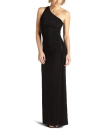 Laundry by Shelli Segal Women's One Shoulder Long Gown,Black,4