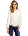 Vince Camuto Women's Blouson Sleeve Pleat Front Blouse, Papyrus, X-Large