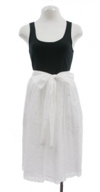 DKNY Black White Cotton Eyelet Skirt Tank Dress Medium