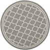 Safavieh CY6918-246 Courtyard Collection Indoor/Outdoor Round Area Rug, 7-Feet 10-Inch in Diameter, Anthracite and Beige