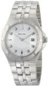 Bulova Men's 96D107 Diamond Silver White Dial Bracelet Watch