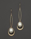 Gleaming 14K yellow gold frames freshwater pearls on these elegant drop earrings.