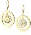 Anne Klein Gold -Tone Plated Logo Lever Drop Earrings