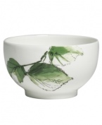 Vera Wang's Floral Leaf watercolor adds fresh artistry to this chic bone china sugar bowl from her collection of Wedgwood dinnerware. The dishes have a smooth, minimalist shape in clean white which blooms with crisp greens for a modern look and feel that's ideal for every day.