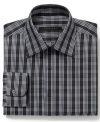 Pair your patterns for extra punch. This shirt from Sean John will put your big-plaid skinny tie to work.