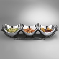 Nambe Anvil TrIo Condiment, 16-Inch Length by 4-1/2-Inch Wide by 4-1/4-Inch High