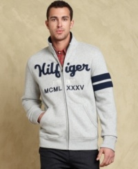 Collegiate cool that keeps you warm. This zip front jacket from Tommy Hilfiger smartens up your style for fall.