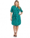 DKNYC Women?s Plus-Size Long Sleeve Button Thru Shirt Dress with Self Belt