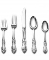 The exquisite sterling silver Queen Elizabeth pattern from Towle's collection of place settings pays homage to a golden age. Delicate flowers grace the tip and intricate openwork finishes the neck of this well-balanced flatware that's made for special occasions and features oversized forks and knives.