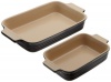 Le Creuset Stoneware 1-1/4-Quart Rectangular Baker with Bonus 16-Ounce Rectangular Baker, Black Onyx