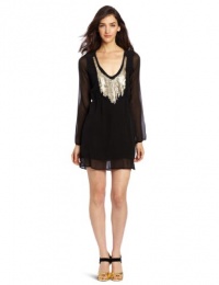 Gypsy 05 Women's Lucy Long Sleeve Mini Dress With Applique, Black, Small