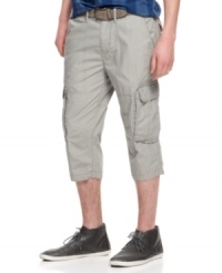 Add some length to your typical short style with these cargo shorts from Calvin Klein.