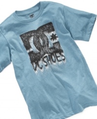 Skater-boy style in spades. He'll love this comfy cotton tee from DC Shoes, complete with a cool graphic at the front.