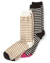 Add some sparkle to your step with the metallic toe of kate spade new york's striped socks.