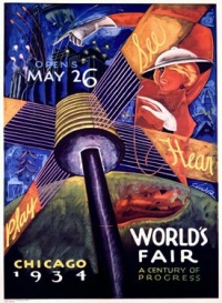 1934 Chicago World's Fair 18x24 Limited-Edition Artistic Planked Wood Sign