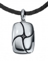 J.GOODMAN Sterling Silver Pendant with Black Diamond Accent. Includes 24 Braided Leather Cord.