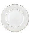 A sweet lace pattern combines with platinum borders to add graceful elegance to your tabletop. The classic shape and pristine white shade make these dinner plates a timeless addition to any meal. From Lenox's dinnerware and dishes collection.