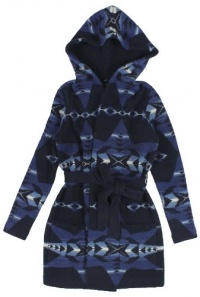 Lauren Jeans Co. Women's Moniva Printed Hooded Sweater Coat (Racer Navy Multi)