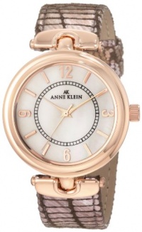 Anne Klein Women's 10/9836RGPK Leather Rosegold-Tone Brown Leather Strap Watch