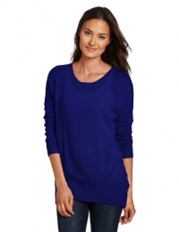 Magaschoni Women's 100% Cashmere High Low Sweater, Royal, X-Large