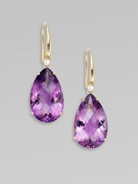 From the Ipanema Collection. Elegant faceted teardrops of richly colored amethyst, each accented with a radiant diamond.Diamonds, 0.16 tcwAmethyst18k yellow goldDrop, about 1Ear wireMade in Italy