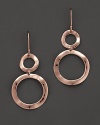 From the Rosé collection, wavy open snowman earrings on hook in rose gold. Designed by Ippolita.